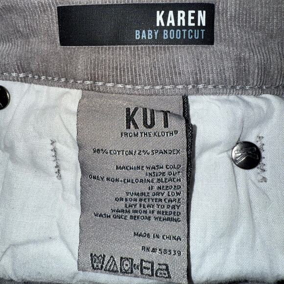 Kut from the Kloth Women’s Sz 8 Karen Pants Baby Bootcut Gray Corduroy - Picture 5 of 6